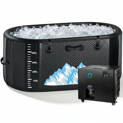 Cold Plunge Tub, 248 Gallon, 1 Horsepower, Heavy-Duty Ice Bath Tub for Athletes with Hot & Cold, Portable Inflatable Plunge Chiller with Water Treatment Kit, Immersion Therapy, Wifi (Black, 1 Set)