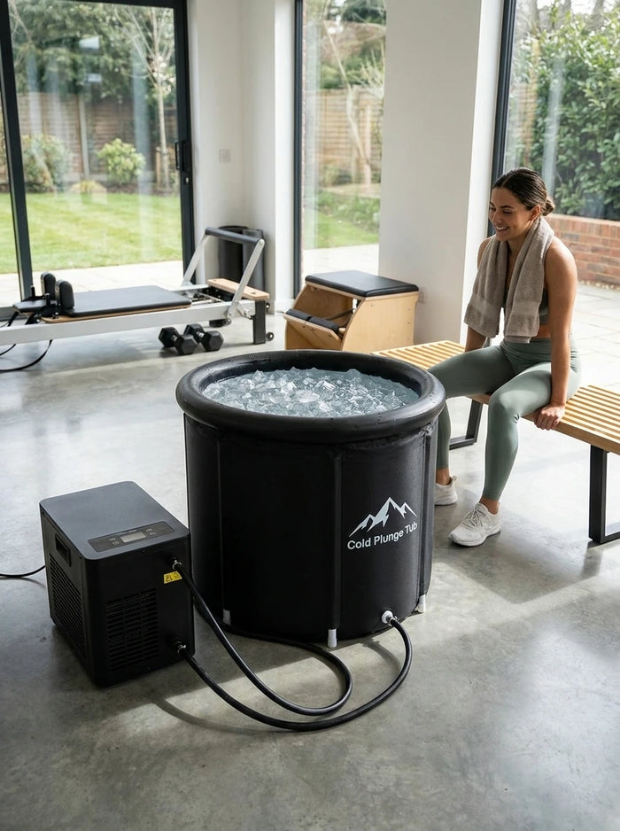 Lifestyle photo of Cold Plunge Tub, 248 Gallon, 1 Horsepower, Heavy-Duty Ice Bath Tub for Athletes with Hot & Cold, Portable Inflatable Plunge Chiller with Water Treatment Kit, Immersion Therapy, Wifi (Black, 1 Set)